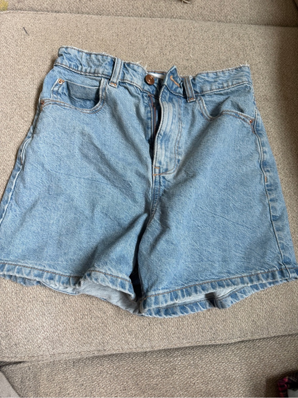 Zara Light Blue High-Waist Denim Jean Shorts